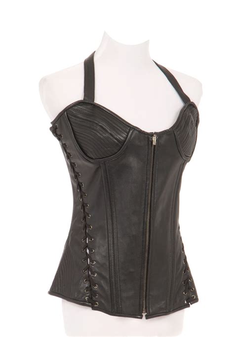 Black Leather Halter Corset Civil War Fashion Fashion Period Outfit