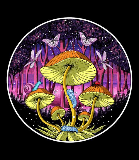 Psychedelic Mushrooms Forest Digital Art By Nikolay Todorov Fine Art