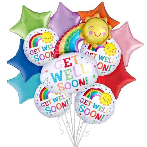 Rainbows And Sunshine Get Well Soon Balloon Bouquet 12pc Party City