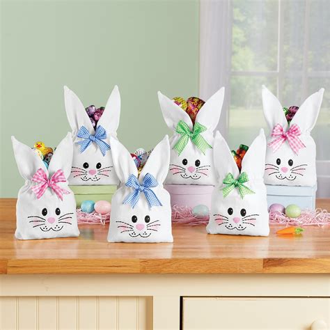 Adorable Easter Bunny With Bow Treat Bags Set Of 6 Collections Etc