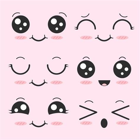 Cute Face Expressions Vector Png Images Cute Face Cartoon Expression Vector Cute Face Kawaii