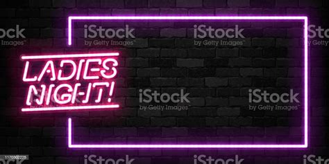 Vector Realistic Isolated Neon Sign Of Ladies Night Frame Icon For