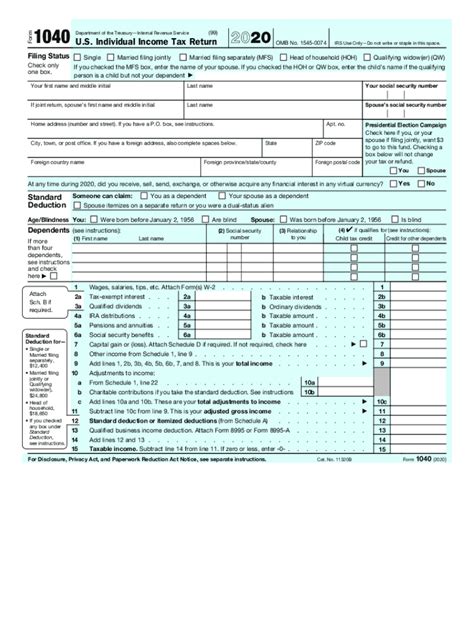 1040 Form 2020 📝 Get Irs 1040 Printable Form Instructions Fillable