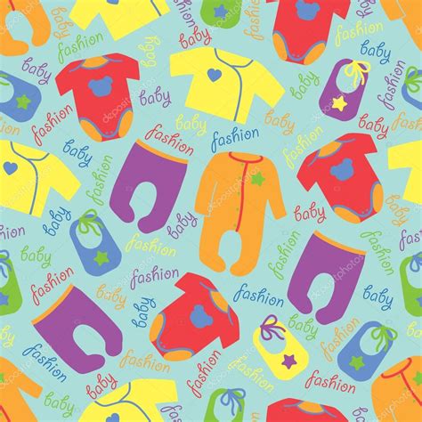 Colorful Clothes For Newborn Baby Seamless Patternbaby Fashion — Stock