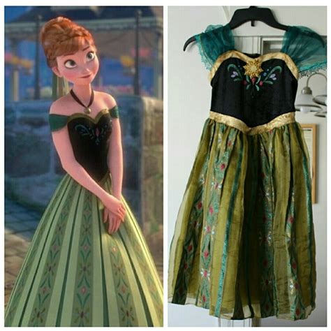 Disney Coronation Frozen Green Princess Anna Inspired Dress Costume Set