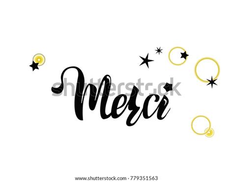 Lettering French Word Merci Gold Circles Stock Vector Royalty Free