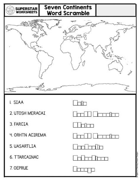 Blank Map Of 7 Continents And 5 Oceans Printable
