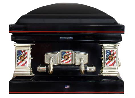 Marines Black Steel Funeral Coffin Casket Veteran Select Titan Casket