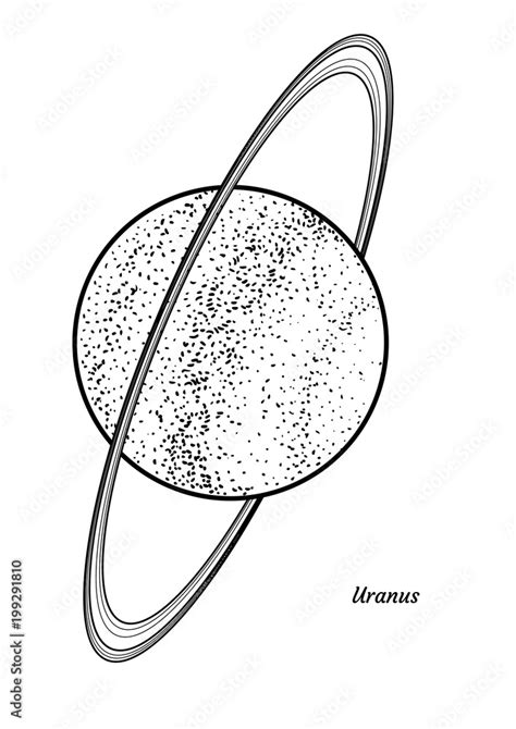 Planet Uranus Illustration Drawing Engraving Ink Line Art Vector
