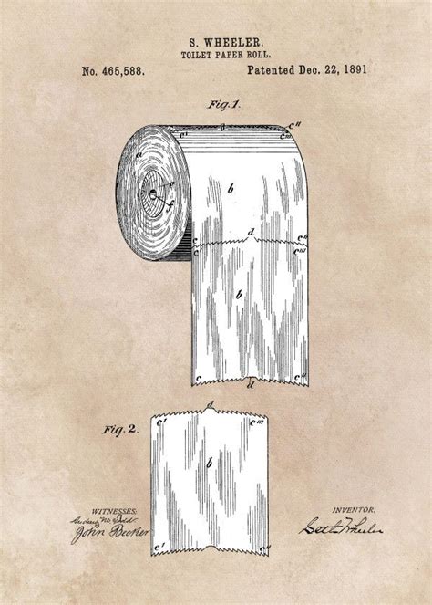 Patent Art Wheeler Toilet Paper Roll 1891 Poster By Justyna Jaszke