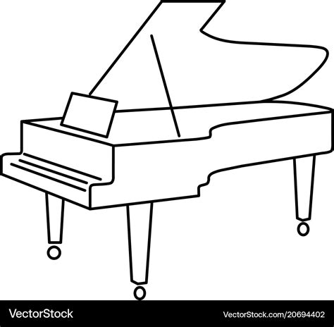 Contour grand piano from black lines on white Vector Image