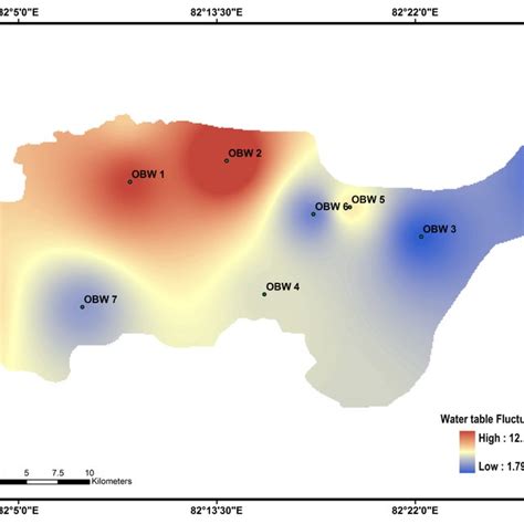 Spatial Distribution Map Of Groundwater Table Fluctuation Download