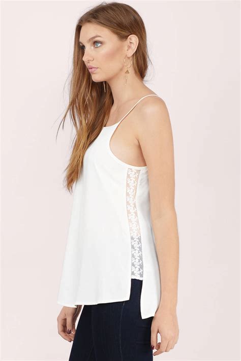 Ivory Tank Top White Top Lace Top