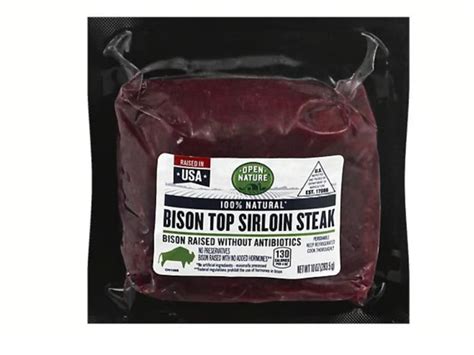 Bison Top Sirloin Steak Open Nature Nutrition Facts Eat This Much