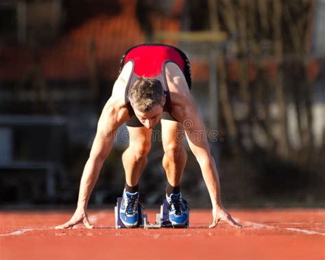 Sprinter S Start In Track And Field Stock Photo Image Of Muscles