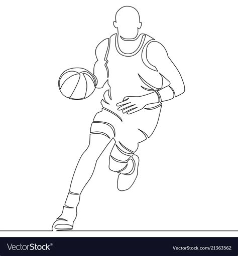 Continuous Line Drawing Of Basketball Player Vector Image