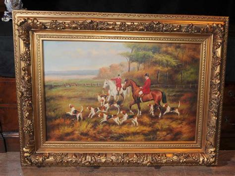 fox hunt oil painting signed  roy english art paintings