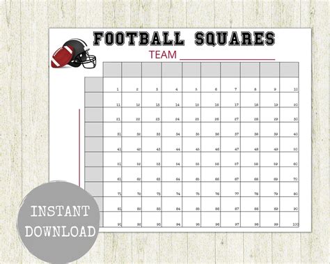 Football Squares Game Super Bowl Squares Super Bowl Game 2023 Super