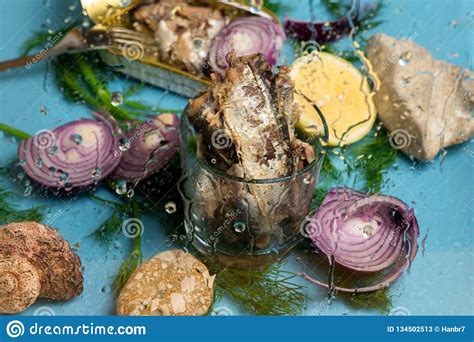 Sardines In Glass And Tin Stock Image Image Of Meal 134502513