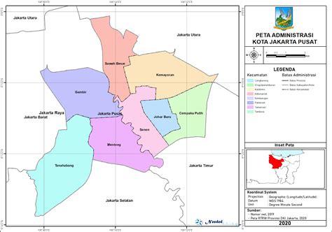Peta Administrasi Kota Jakarta Pusat, Provinsi DKI Jakarta ~ NeededThing