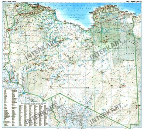 Libyen Straßenkarte Landkarte 98 X 88cm