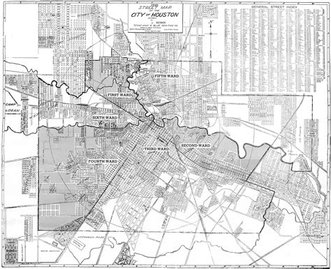 1920 Map Of The Six Wards Of Houston Houston History Historic
