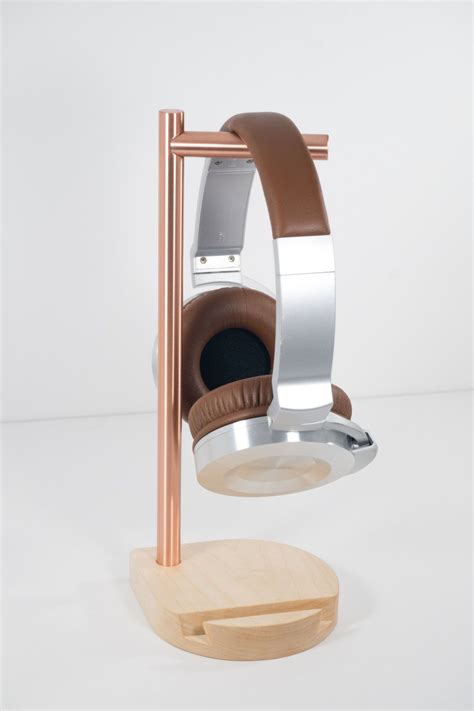 Modern Headphone Stand Solid Copper And Maple Perch Headphone Stand