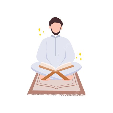 Man Reading Book Vector Png Images Muslim Man Reading Quran The Holy