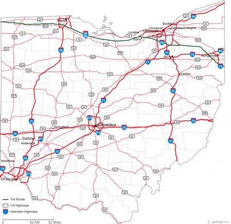 Road Maps Of Ohio Tourist Map Of English