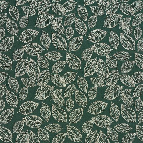 Alpine Green And White Small Decorative Leaf Pattern Damask Upholstery