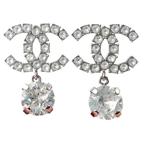 Chanel Silver Cc Rocky Cracked Crystal Reissued Piercing Earrings For