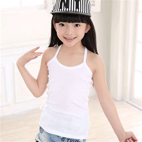 Fashion Cotton Solid Kids Tank Tops Girls Tee Sling Slim Camisole Girl