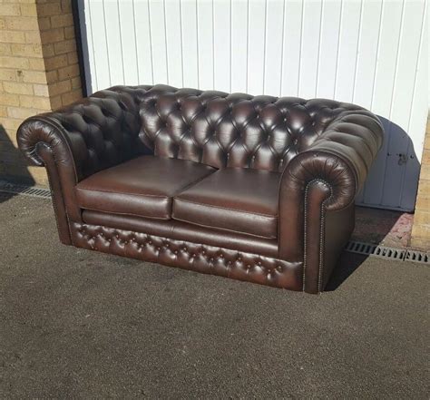 The scroll fronted arms on the chesterfield leather sofa are attractively embellished with lines of individual stud nails. Thomas Lloyd Brown Leather Chesterfield Sofa | in New ...