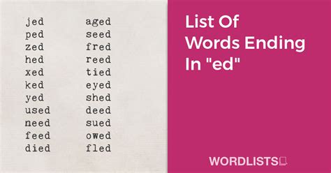 List Of Words Ending In Ed