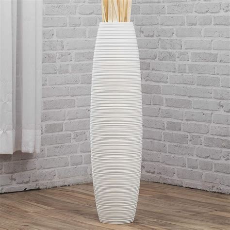 Leewadee Tall Big Floor Standing Vase For Home Decor 75 Cm Mango Wood