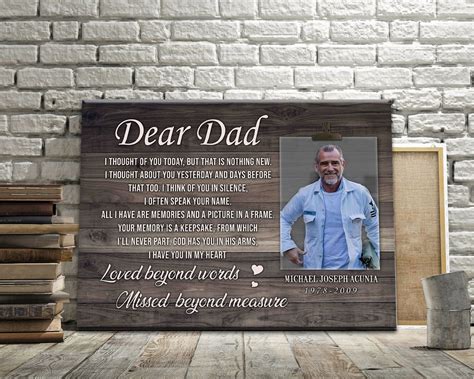 Personalized Loss Of Father Canvas Memorial T Wall Art Etsy