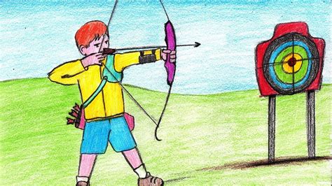 How To Draw An Archer Shooting Scene Step By Step Very Easy Youtube