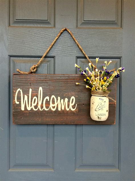 Rustic Country Home Decor Front Porch Welcome Sign Spring Etsy