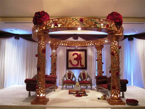 Traditional Indian Wedding Mandap With Large Red Rose
