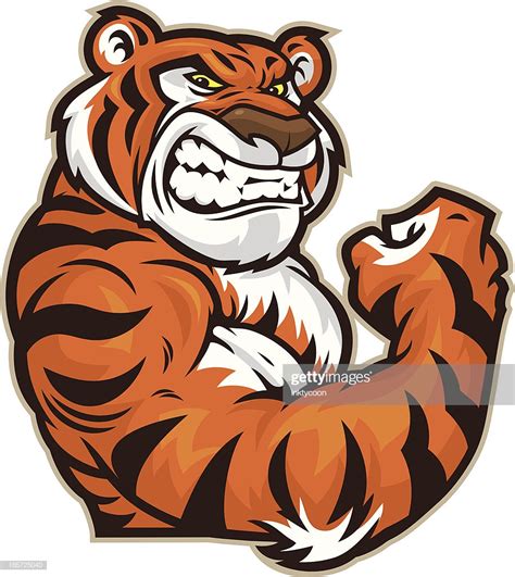 Tiger Mascot Flexing High Res Vector Graphic Getty Images