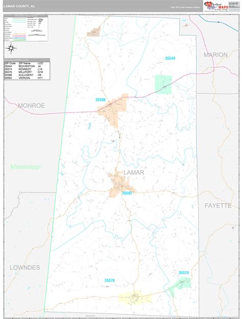 Lamar County Al Wall Map Premium Style By Marketmaps