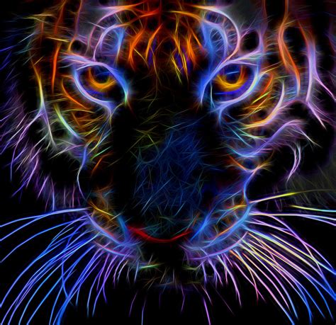 Neon Tiger Digital Art By Fitim Bushati Fine Art America