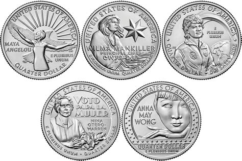 2022 D American Women Quarter 5 Coin Set From Denver Mint Uncirculated