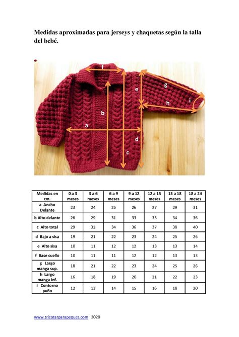 Medidas Y Tallas De Jerseys Y Chaquetas Hasta 2 Años Tricotar Para 071