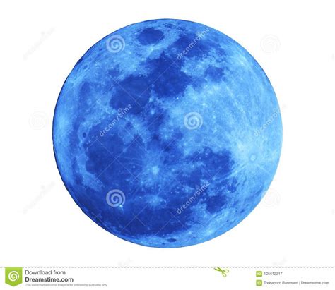 Blue Full Moon Isolated On White Background With Clipping Path Stock