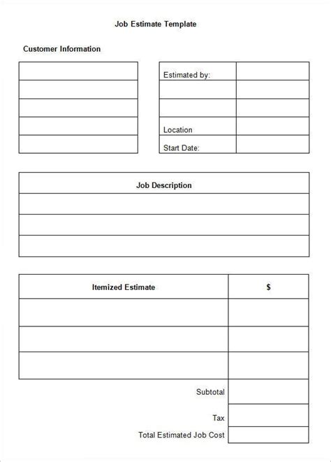 4 Free Job Estimate Templates Excel Pdf Formats