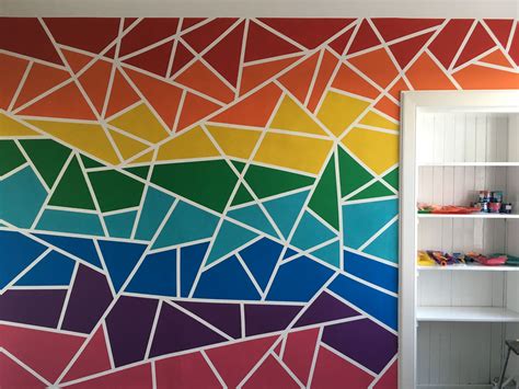 Rainbow Geometric Wall Geometric Wall Paint Room Wall Painting Kids