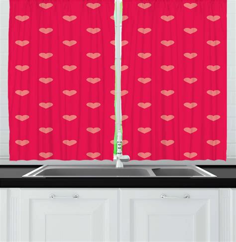 Hearts Curtains 2 Panels Set Pastel Heart Shaped Spots Fashionable