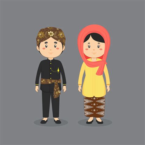 Couple Character Wearing Betawi Jakarta Traditional Dress 1100227