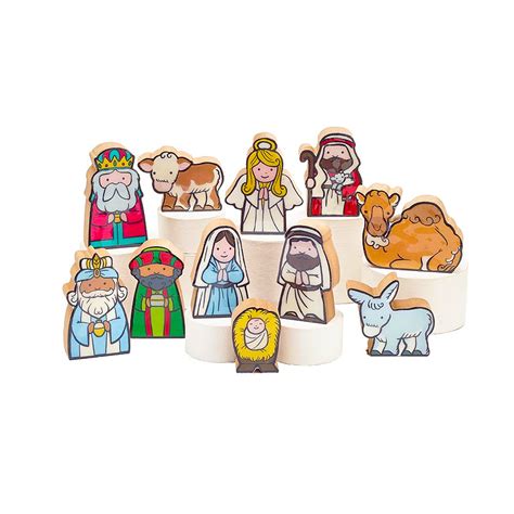 11 Piece Childrens Nativity Decoupage Wood 9740119 Fc